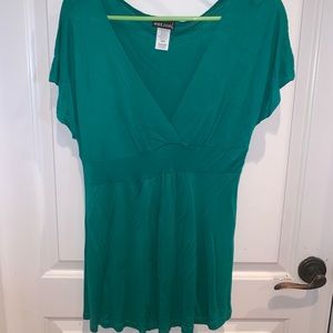 Jade green V Neck blouse